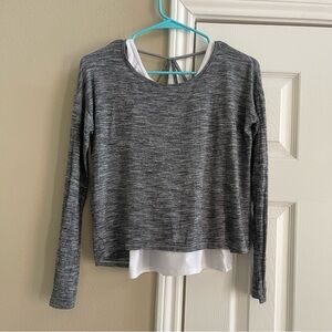 Abercrombie Kids Gray and White Layered Top - Size: 11 - 12